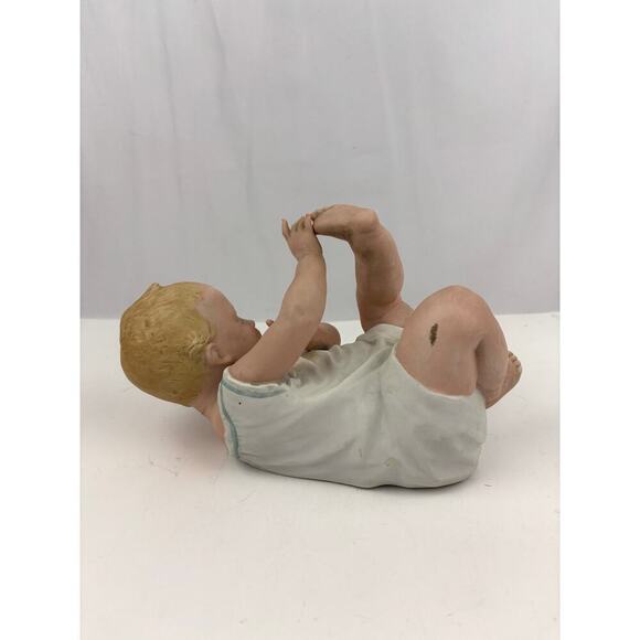 Antique Gebruder Heubach Bisque Piano Baby on Back Germany 9.5" Long - Picture 13 of 16